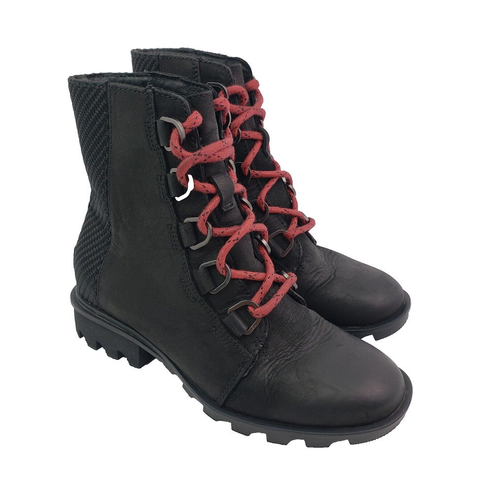 Sorel Phoenix Womens Size 5.5 Black Waterproof Leather Short Lace Leather Boots